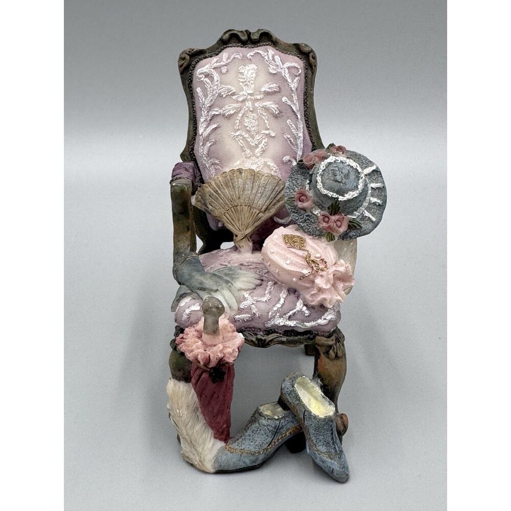 Victorian Style Chair With Shoes, Gloves, Umbrella Figurine